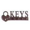 Hnědo černý litinový háček na klíče Keys - 26*3*10 cm