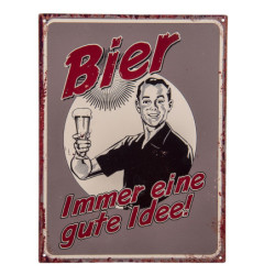 Nástěnná kovová cedule Bier - 33*25 cm