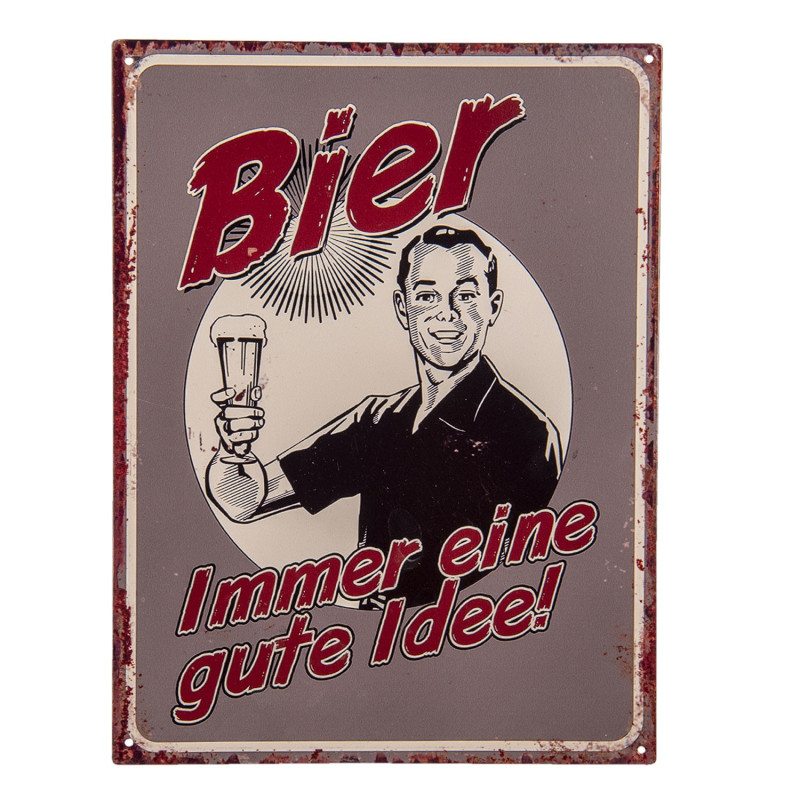 Nástěnná kovová cedule Bier - 33*25 cm