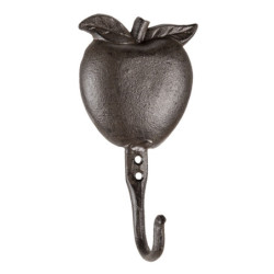 Hnědo černý litinový nástěnný háček Apple - 9*5*18 cm