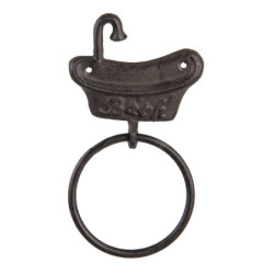 Hnědo černý litinový nástěnný kruhový háček Bath - 12*2*22 cm