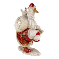 Dekorativní soška husy v santa oblečku - 11*7*17 cm