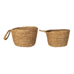 2 ks pletených dekorativních košíků Amar s uchem  -  Ø 24*15 / Ø 21*14 cm