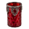 Červený skleněný zdobený svícen Rot - Ø 9*14 cm