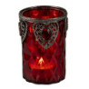 Červený skleněný zdobený svícen Rot - Ø 9*14 cm