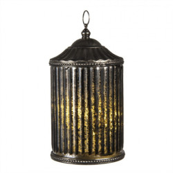 Tmavá LED skleněná lucerna - Ø 11*20 cm