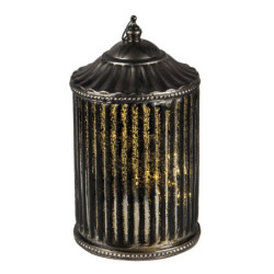 Tmavá LED skleněná lucerna - Ø 11*20 cm