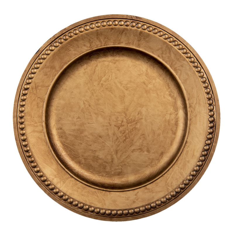 Zlato-hnědý plastový talíř s dekorem - Ø 33*2 cm