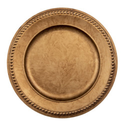 Zlato-hnědý plastový talíř s dekorem - Ø 33*2 cm