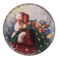 Dekorativní plastový talíř se Santa Clausem - Ø 33*1 cm