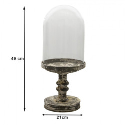 Dekorativní podnos na noze se skleněným krytem - Ø 21*49 cm