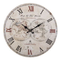 Béžové nástěnné hodiny Map of World - Ø 34*1 cm / 1*AA