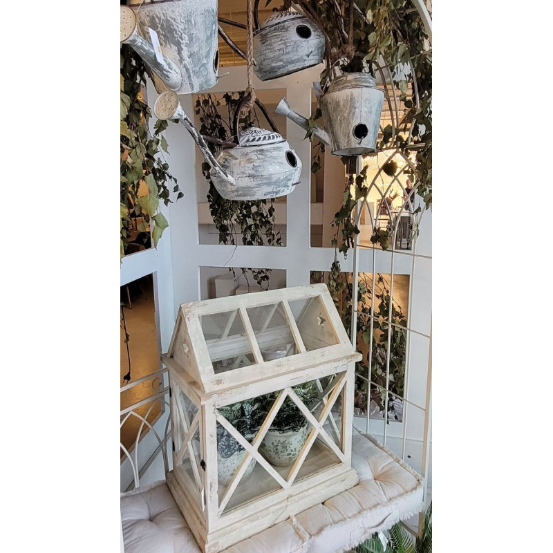 Dekorativní dřevěný skleněný skleník/ vitrína s dvířky - 54*35*66 cm
