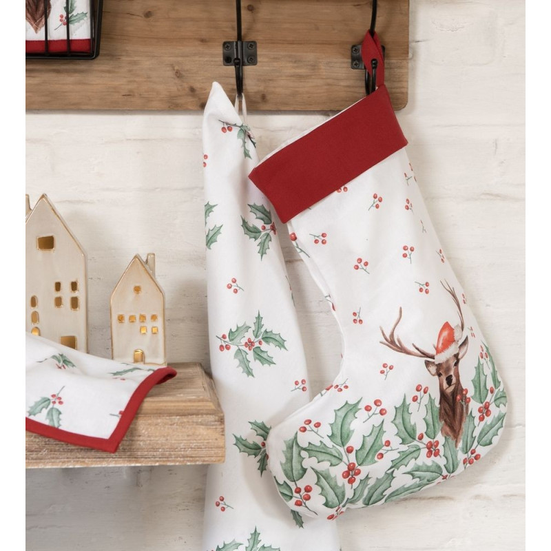 Vánoční punčocha s jelenem Holly Christmas - 30*40 cm
