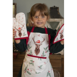 Kuchyňská bavlněná chňapka Holly Christmas s jelenem - 12*21 cm