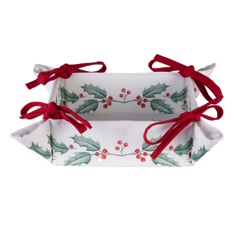 Textilní košík na pečivo Holly Christmas - 35*35*8 cm