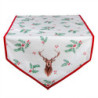 Běhoun na stůl Holly Christmas s červeným lemem a jelenem - 50*160 cm
