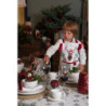 Běhoun na stůl Holly Christmas s červeným lemem a jelenem - 50*160 cm