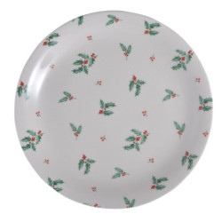 Porcelánový dezertní talíř s cesmínou Holly Christmas - Ø 20 cm