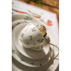 Šálek s podšálkem Holly Christmas - Ø 15*7 cm / 200 ml