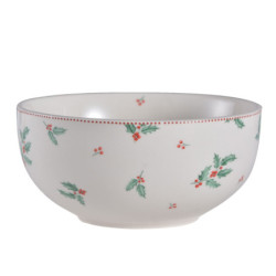 Porcelánová miska s cesmínou Holly Christmas - Ø 14*7 cm / 500 ml