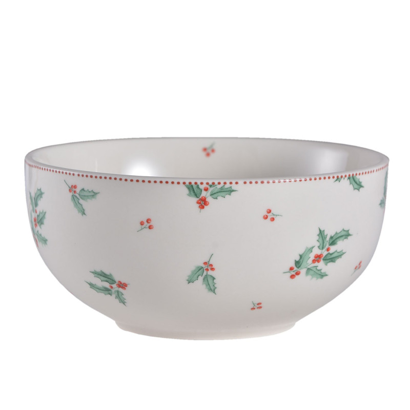 Porcelánová miska s cesmínou Holly Christmas - Ø 14*7 cm / 500 ml