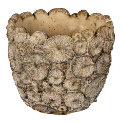 Šedý zdobený květináč L - Ø 16*15 cm