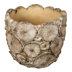 Šedý antik cementový zdobený květináč S - Ø 11*10 cm