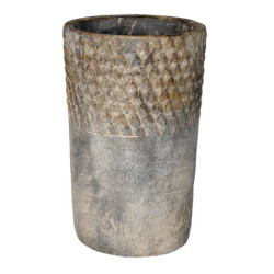 Šedý antik cementový vysoký květináč L - Ø 14*23 cm