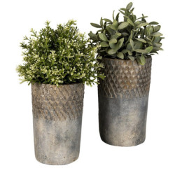 Šedý antik cementový vysoký květináč - Ø 24*39 cm