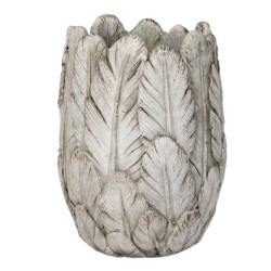 Cementový obal na květináč/ váza s peříčky Lify - Ø15*21 cm