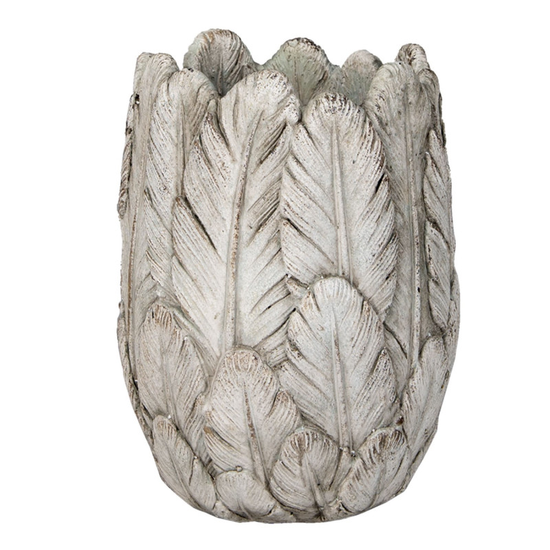 Cementový obal na květináč/ váza s peříčky Lify - Ø15*21 cm