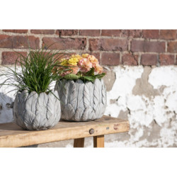 Cementový obal na květináč s peříčky Lify - Ø19*16 cm