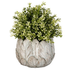 Cementový obal na květináč s peříčky Lify - Ø 15*13 cm