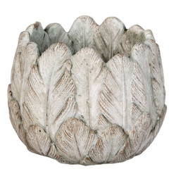 Cementový obal na květináč s peříčky Lify - Ø 15*13 cm
