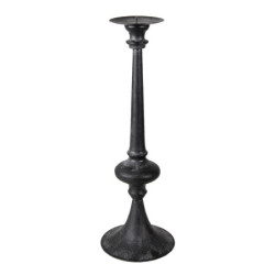 Kovový černý svícen s patinou Coretta - Ø 15*45 cm