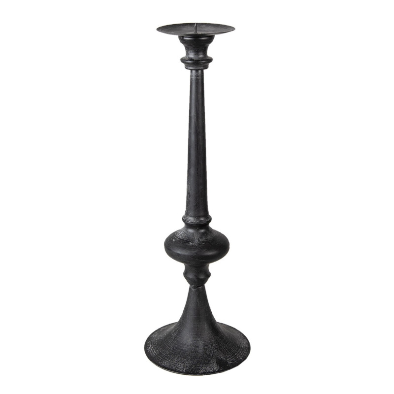 Kovový černý svícen s patinou Coretta - Ø 15*45 cm