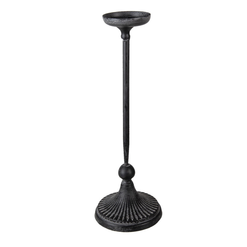 Kovový černý svícen s patinou Josette L - Ø 18*51 cm