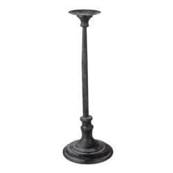 Černý kovový svícen s patinou Baylee - Ø 14*42 cm