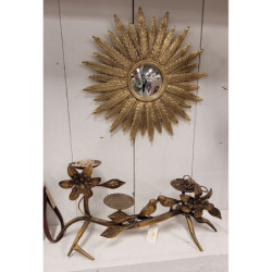 Měděný antik kovový svícen s ptáčky a květy - 50*25*21 cm
