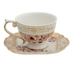 Porcelánový šálek s podšálkem Garden VII - 12*9*7 / 14*15*1 cm / 200 ml