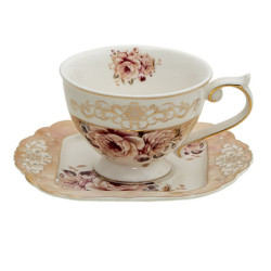 Porcelánový šálek s podšálkem Garden VII - 12*9*7 / 14*15*1 cm / 200 ml