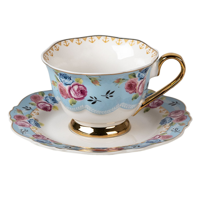 Porcelánový šálek s podšálkem Blue Garden II - 12*9*7 / Ø 15*2 cm / 160 ml