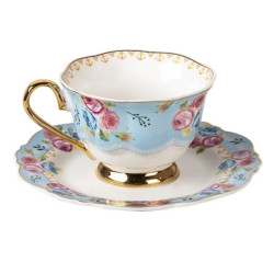 Porcelánový šálek s podšálkem Blue Garden II - 12*9*7 / Ø 15*2 cm / 160 ml