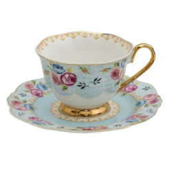 Porcelánový šálek s podšálek Blue Garden - 12*9*7 / Ø 15*2 cm / 160 ml