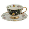 Porcelánový šálek s podšálkem Black Garden - 12*9*6 / Ø 15*2 cm / 200 ml