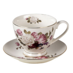 Porcelánový šálek s podšálkem Flower Sun - Ø 13*2 / Ø 8*7 cm / 200 ml