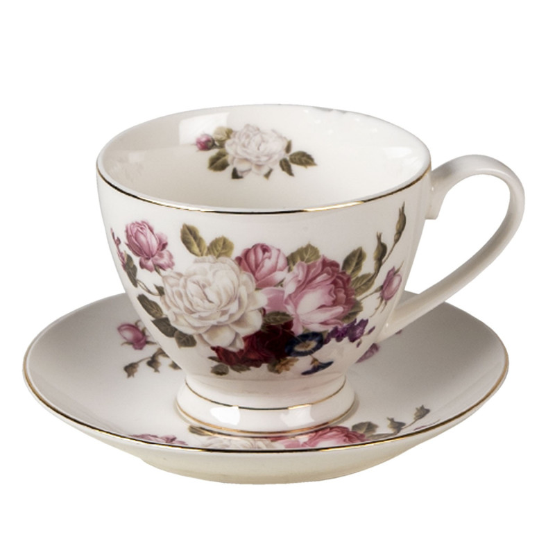 Porcelánový šálek s podšálkem Flower Sun - Ø 13*2 / Ø 8*7 cm / 200 ml