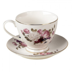 Porcelánový šálek s podšálkem Flower Sun - Ø 13*2 / Ø 8*7 cm / 200 ml