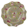 Velký porcelánový zelený talíř s květy Rose - Ø 28*2 cm